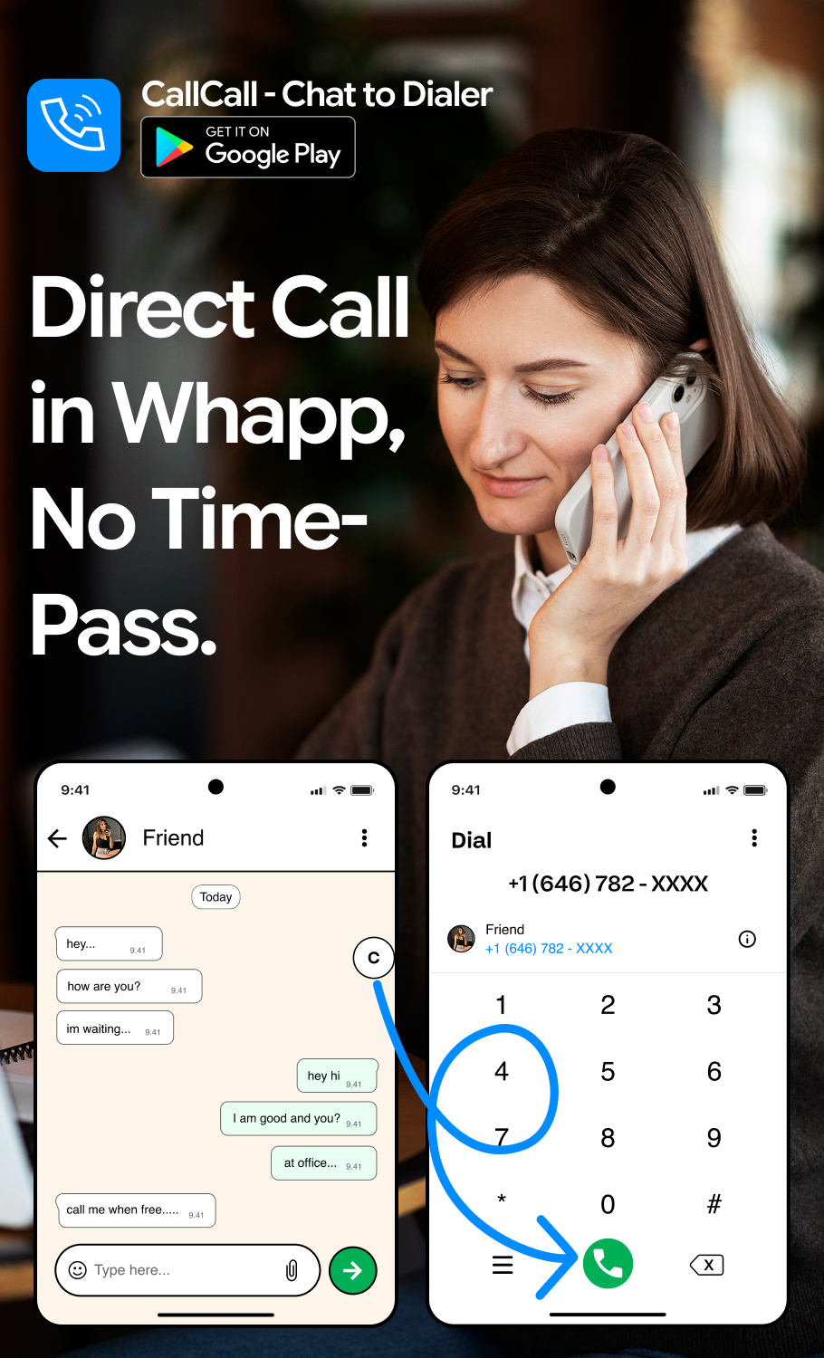 CallCall — Chat to Dialer app advertisement